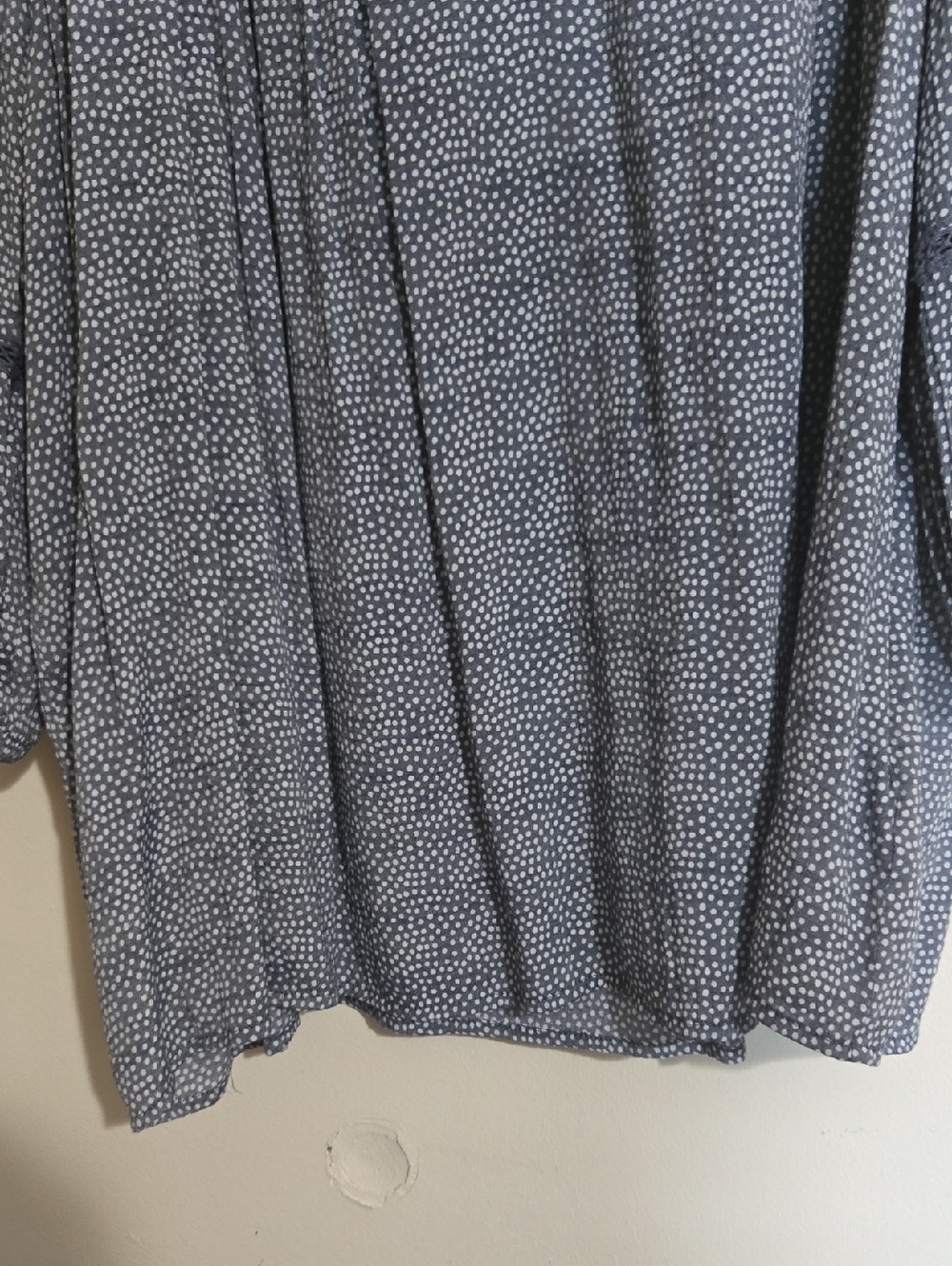T46 Como Blue Vintage Blouse Pullover V-Neck Lace Detail 3/4 Sleeve Lightweight - Picture 5 of 12